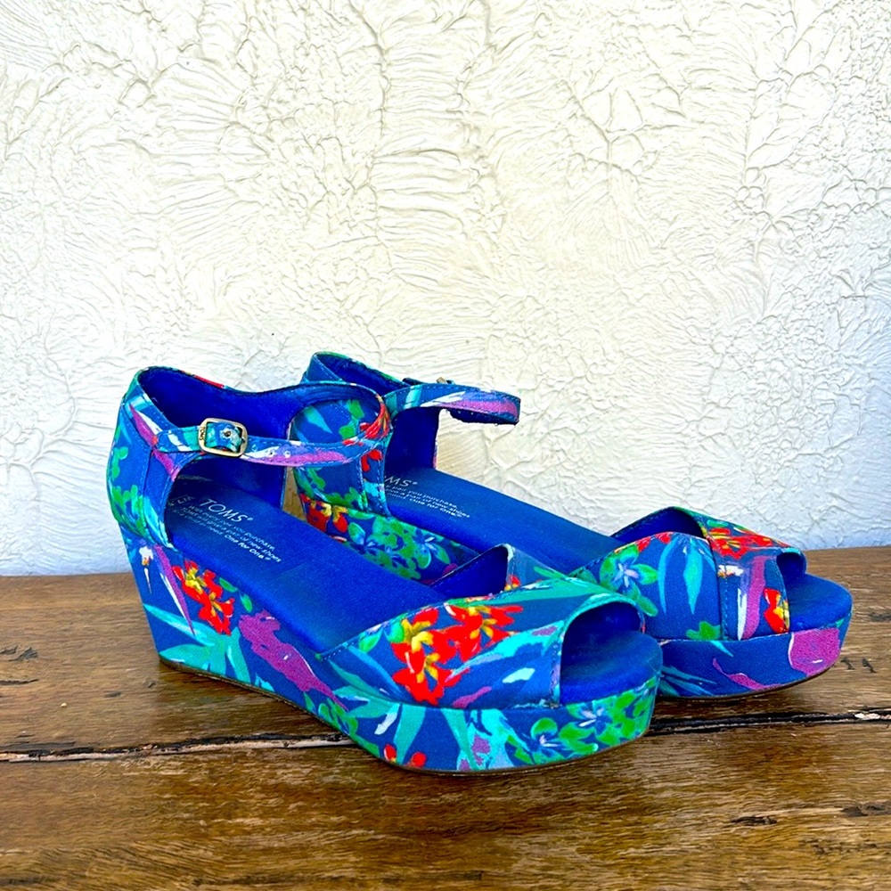 Toms Platform Floral Heels 🌷size 7.5
